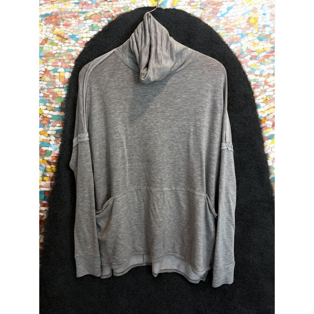 Press cowl neck top‎ women's size small gray oversized long sleeve